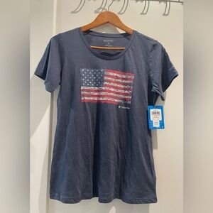Columbia Navy Blue Short Sleeve Tee with American Flag